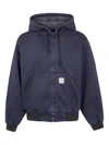 Carhartt Hooded Zip Shirt Jacket In Blue