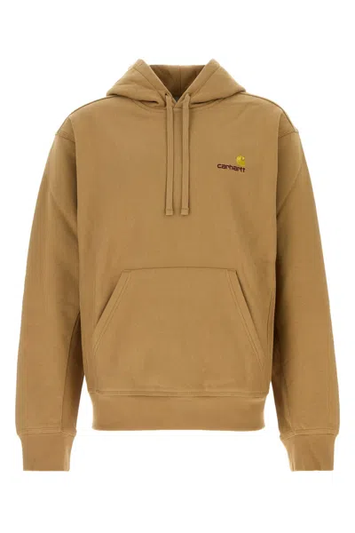 CARHARTT CARHARTT WIP CAMEL COTTON HOODED AMERICAN SCRIPT SWEAT