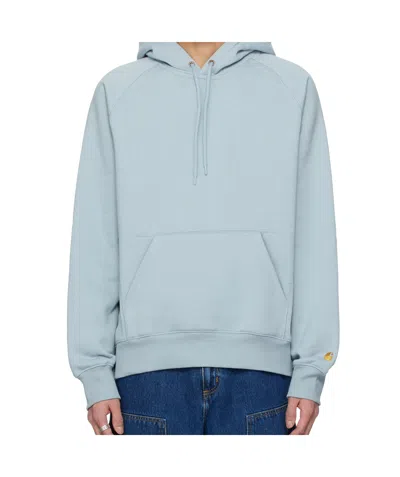 Carhartt Hoodies In Frosted Blue/gold