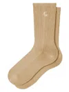 Carhartt Hudson Logo-embroidered Ribbed Socks In Brown