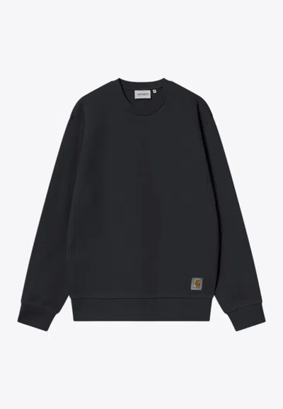 Carhartt Hudson Logo Washed Sweatshirt In Black