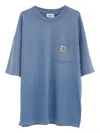 Carhartt 'hudson Pocket' Crew Neck T-shirt In Light Blue Cotton With Logo  Wip