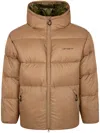 Carhartt Hooded Quilted Jacket Side Pockets In Brown