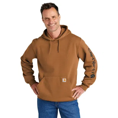 Carhartt Iconic K288 Hoodie Mens Brown Logo Graphic Long Sleeve Pullover Posh062