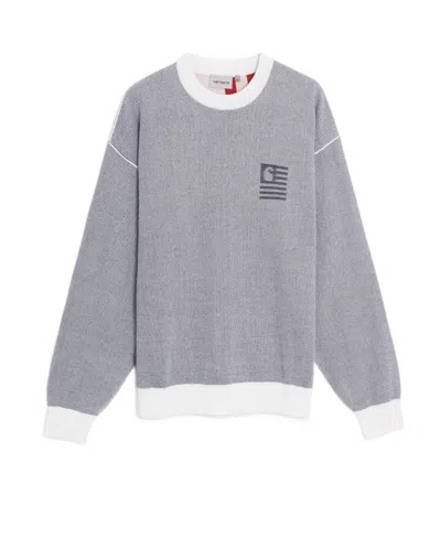 Carhartt Intarsia-logo Long-sleeve Jumper In Gray