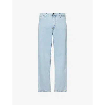 Carhartt Ip Mens Blue Single Knee Brand-patch Denim Jeans