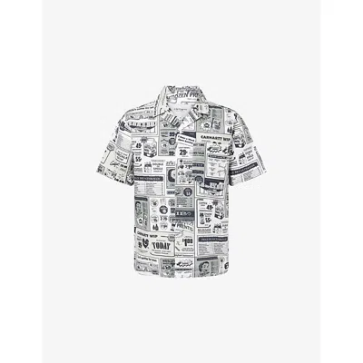 CARHARTT MENS CATALOGUE PRINT, NEUTRAL CATALOGUE BOXY-FIT COTTON SHIRT