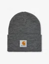 Carhartt Wip Mens Dark Grey Heather Acrylic Watch Brand-patch Knitted Beanie Hat In Dark Grey Heather