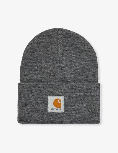 Carhartt Wip Mens Dark Grey Heather Acrylic Watch Brand-patch Knitted Beanie Hat