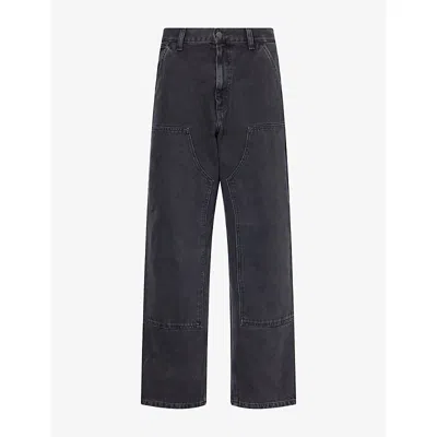Carhartt Ip Mens Double Knee Relaxed Cotton Jeans Black In Gray