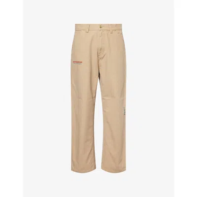 CARHARTT MENS DUSTY H BROWN SINGLE KNEE GRAPHIC-PRINT DENIM JEANS