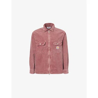 Carhartt Ip Mens Corduroy Patch-pocket Cotton Shirt Jacket Dusty Pink