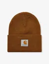 Carhartt Wip Mens Hamilton Brown Brand-patch Ribbed Knitted Beanie In Hamilton Brown