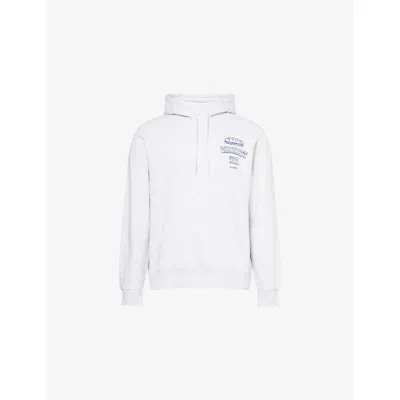 CARHARTT MENS ASH HEATHER / BLUE SANDWICH GRAPHIC-PRINT LONG-SLEEVE COTTON-JERSEY HOODY