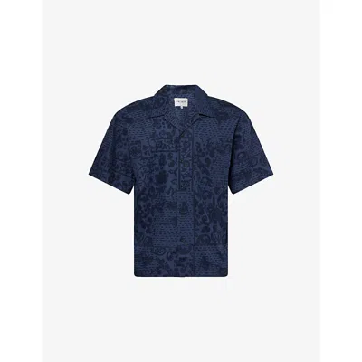 Carhartt Ip Mens Vestige Floral Cotton Shirt Vestige Blue