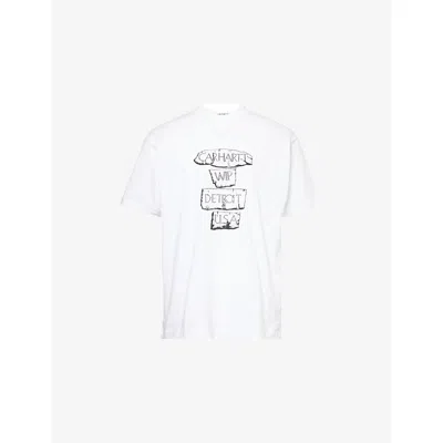 Carhartt Ip Mens White Masterpiece Graphic-print Cotton T-shirt Xl