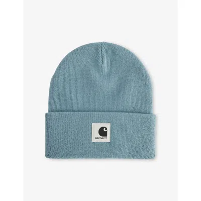 Carhartt Omens Citadel Ashley Logo-patch Knitted Beanie In Blue