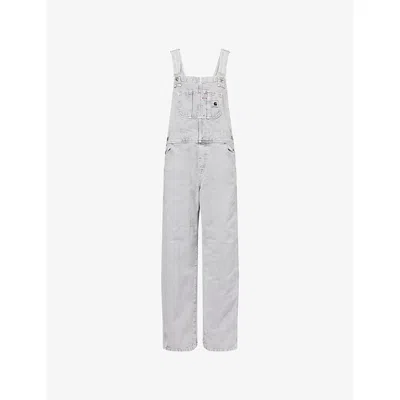 Carhartt Ip Womens Black Brand Patch Straight-leg Denim Dungarees