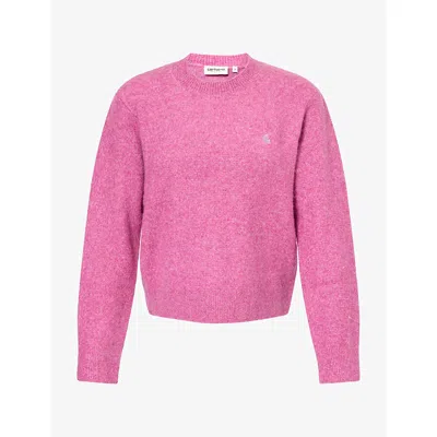 Carhartt Ip Womens Curtis Crewneck Knit Woven Jumper Tangled Hortensia