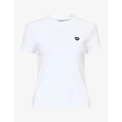 Carhartt Ip Womens Heart-patch Short-sleeve Cotton-jersey T-shirt White / Black