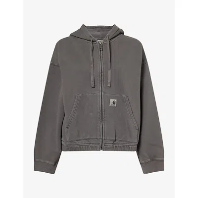 Carhartt Ip Womens Hoggard Hooded Cotton-jersey Jacket Black In Blue