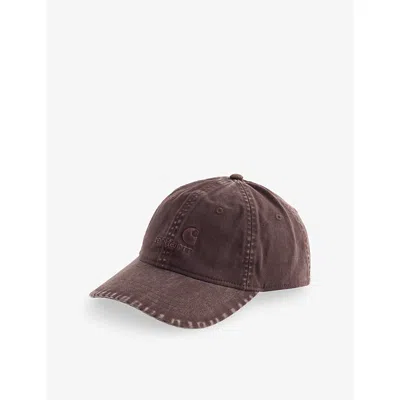 Carhartt Ip Womens Lambert Brand-embroidery Cotton Cap Tobacco