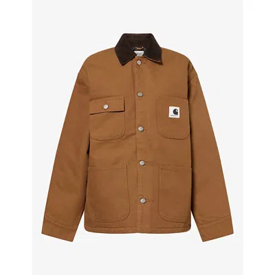 Carhartt Ip Womens Michigan Corduroy-collar Cotton-canvas Coat Wip H Brown / Tobacco