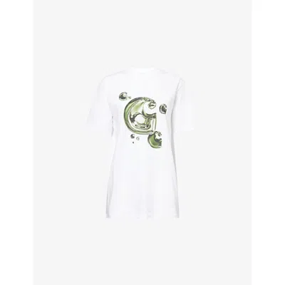 Carhartt Ip Womens White Solar Chrome Brand-print Cotton-jersey T-shirt