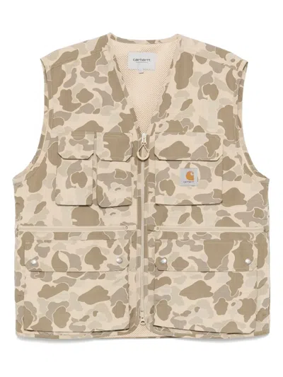 Carhartt Work In Progress Irwin Camo Poplin Vest In Brown