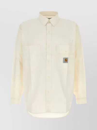 Carhartt Irwin Shirt With Button-down Collar And Chest Pockets In Neutral