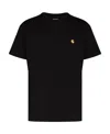 Carhartt Black Cotton T-shirt With Gold Embroidered Logo In Black