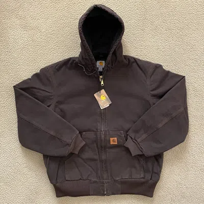 Pre-owned Carhartt J130 Sandstone Active Jacket Flannel-lined Medium Dark Brown Dkb