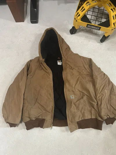Pre-owned Carhartt J140 Brn Hooded Diamond Quilted Detroit Jacket 3xl In Brown