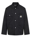 Carhartt Work In Progress Seaton Pinstripe Chore Jacket In Black