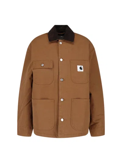 Carhartt Jacket Buttons "og Michigan" In Brown