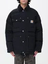 Carhartt Long Quilted Nylon Jacket Front Pockets In Black