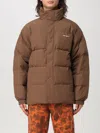 Carhartt Quilted High Collar Jacket With Front Pockets In Braun