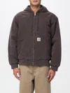 Carhartt Padded Hooded Jacket With Drawstring And Zipper Closure In Brown