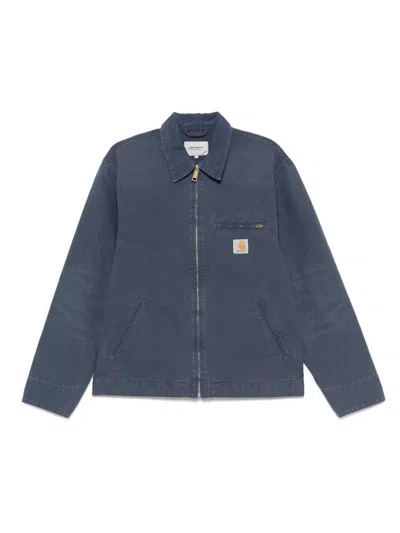Carhartt Jacket In Blue Cotton With Logo And Pockets