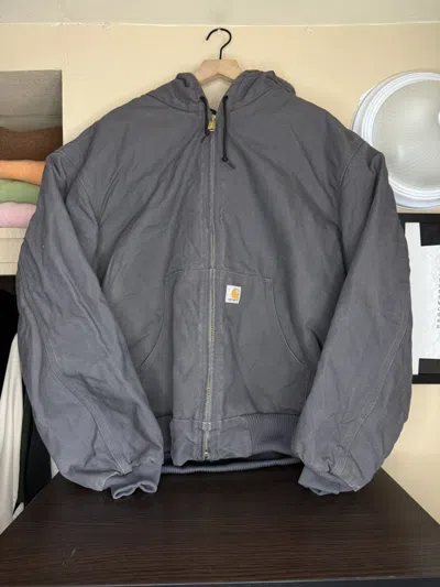 Pre-owned Carhartt Jacket Men's 2xl Gray J140 Gvl Hood Canvas Quilted