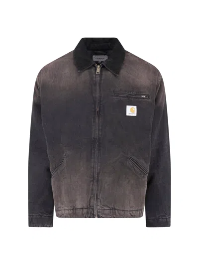 Carhartt Black Og Detroit Worn-effect Cotton Jacket In Brown