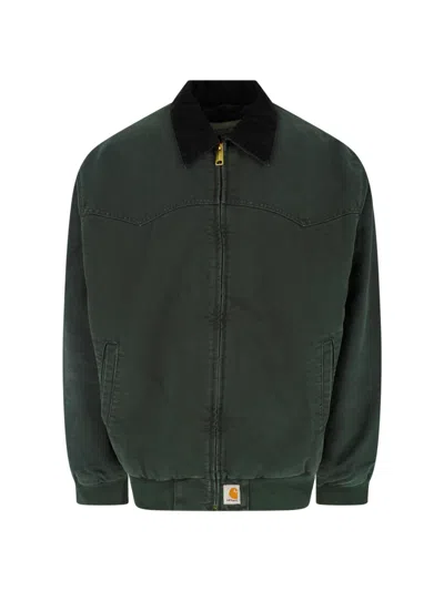 Carhartt Og Santa Fe Logo-patch Zip-up Jacket In Green