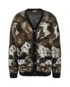 Carhartt Jacquard Cardigan With Wild Dog Motifs And Metal Buttons In Black