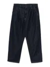 Carhartt Straight Trousers With Front Pleats And Pockets In Blue