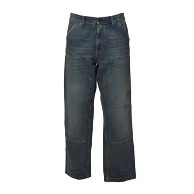 Carhartt Jeans Double Knee In Denim Blu  In Blue