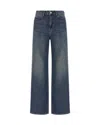 Carhartt Jane Denim Trousers With Belt Loops And Pockets In Blue