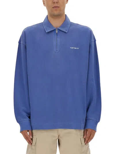 Carhartt Jersey Piquescript In Blue