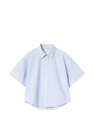 Carhartt Kaia Logo-embroidered Shirt In Blue