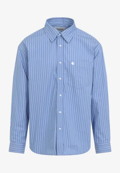 Carhartt Keene Long-sleeve Striped Shirt In Blue