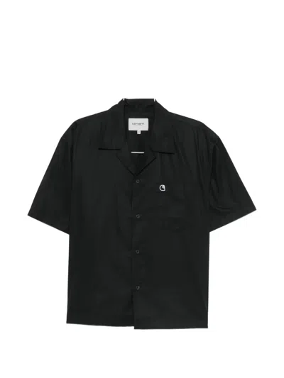Carhartt Kendry Logo-embroidered Short-sleeve Cotton Shirt In Black